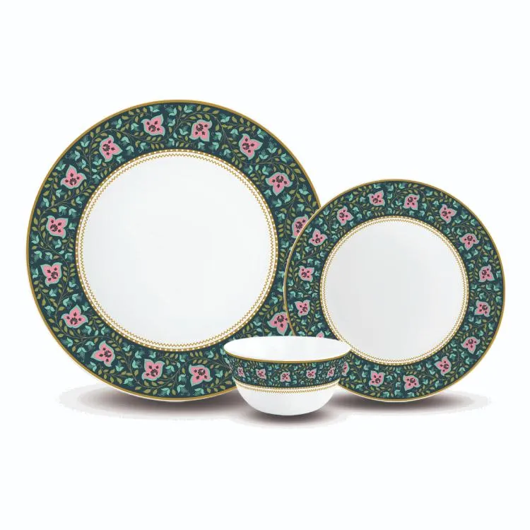 Aurus Series 27 Pieces Chintz Opalware Dinner Set, Family of 6