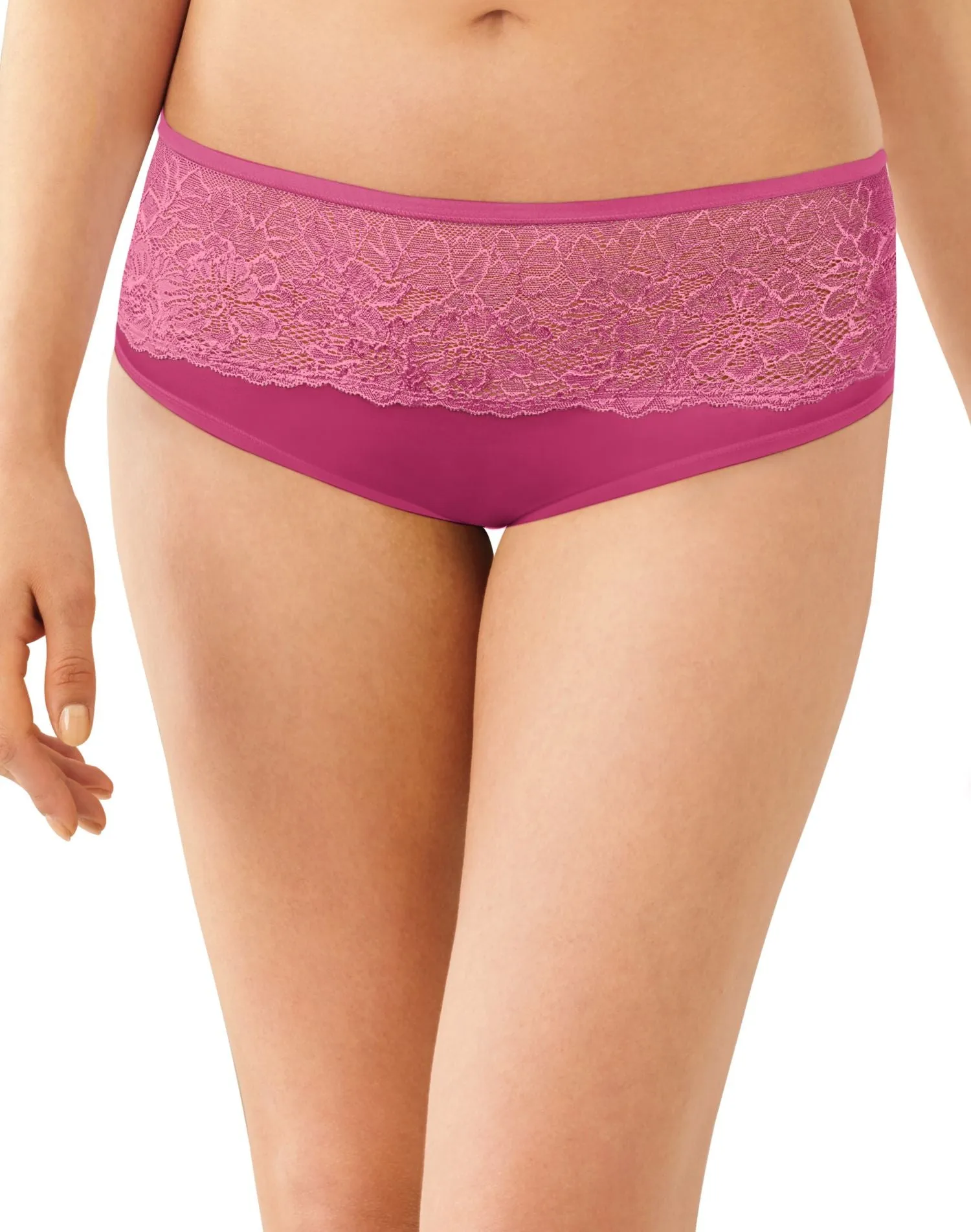 Bali Women's Comfort Indulgence Satin with Lace Modern Hipster