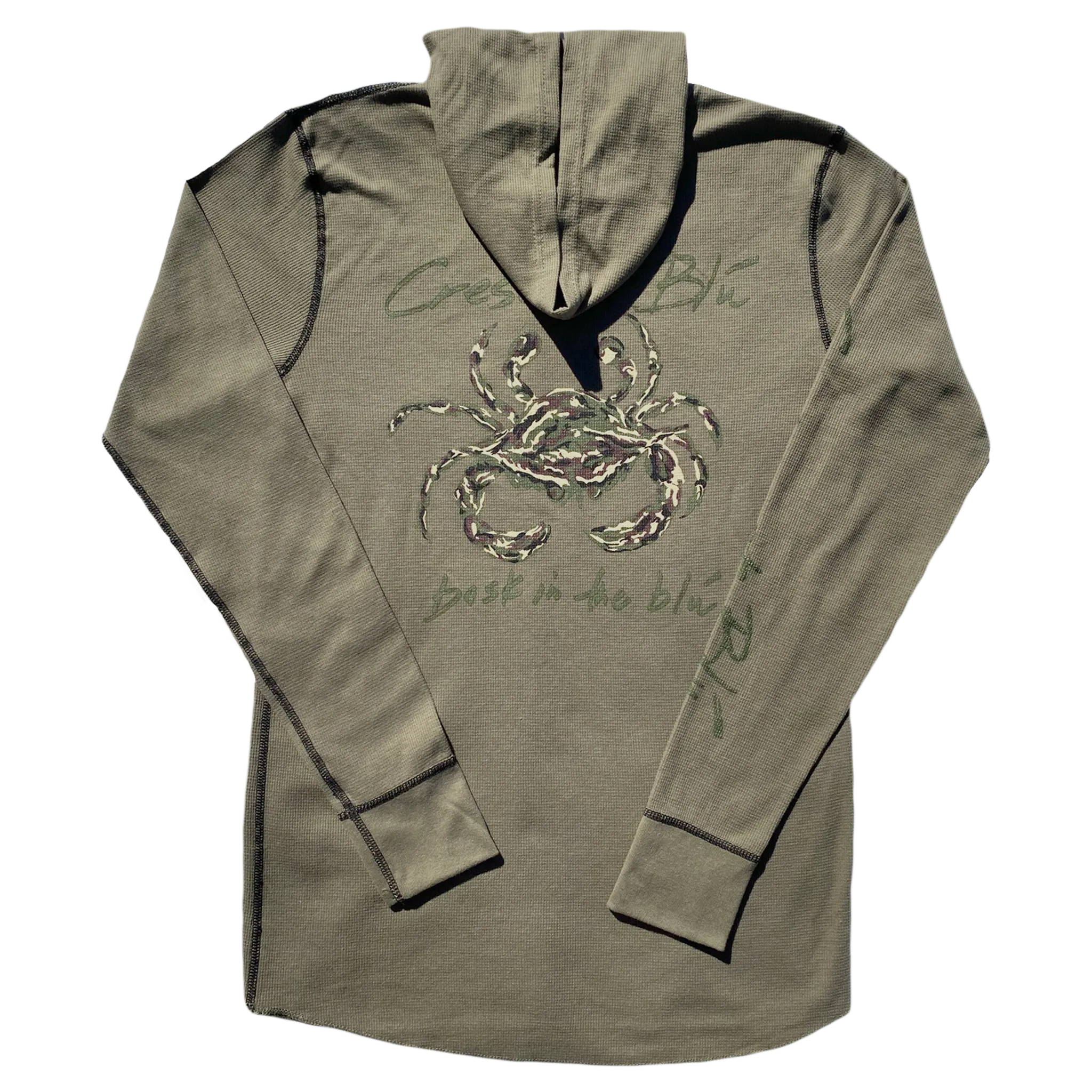 Camo Crab Adult Long Sleeve Thermal Hoodie