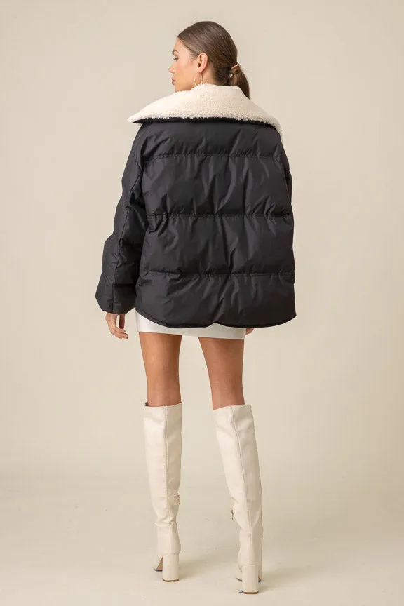 Daisy Puffer Jacket- Black
