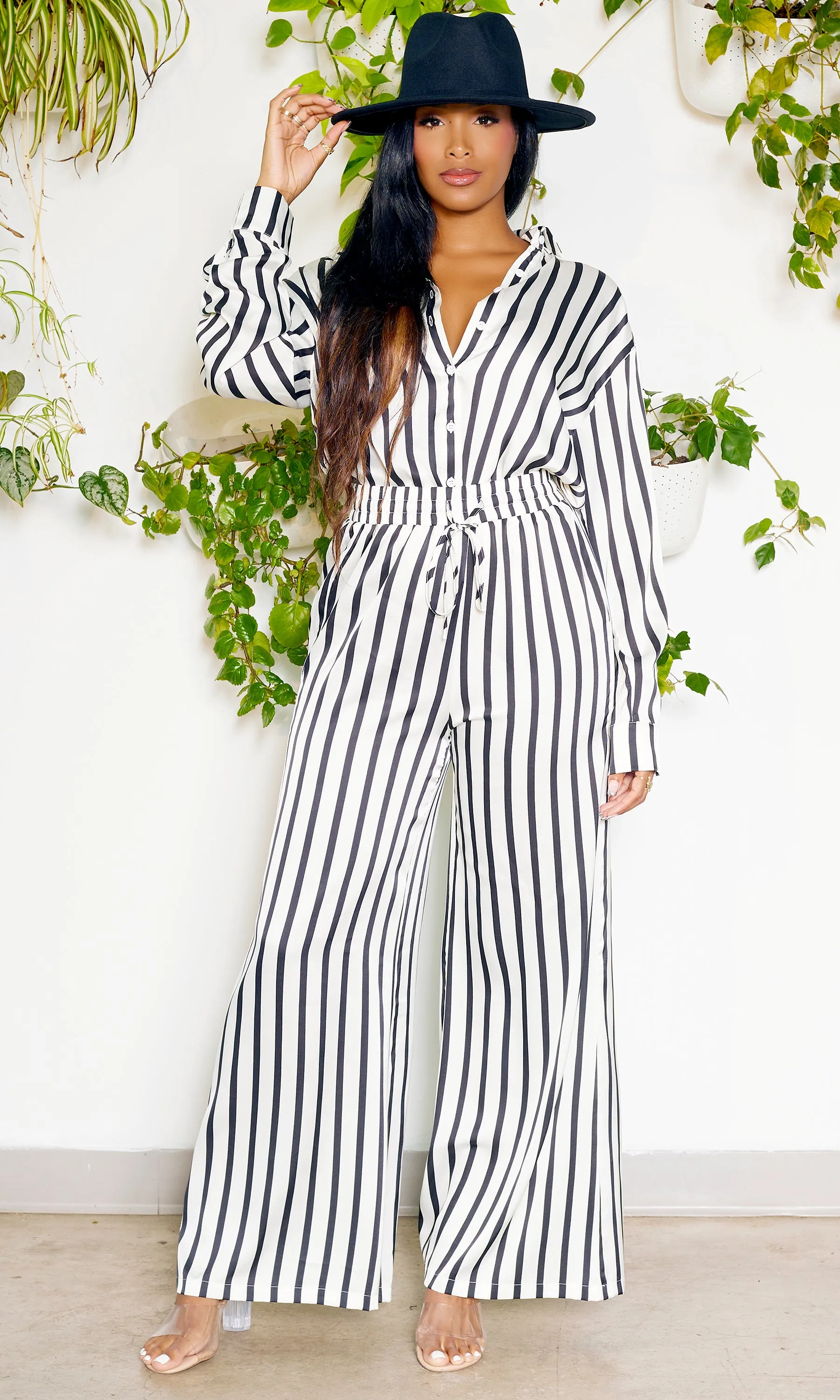 Daytime Elegance | Black and White Pants Set