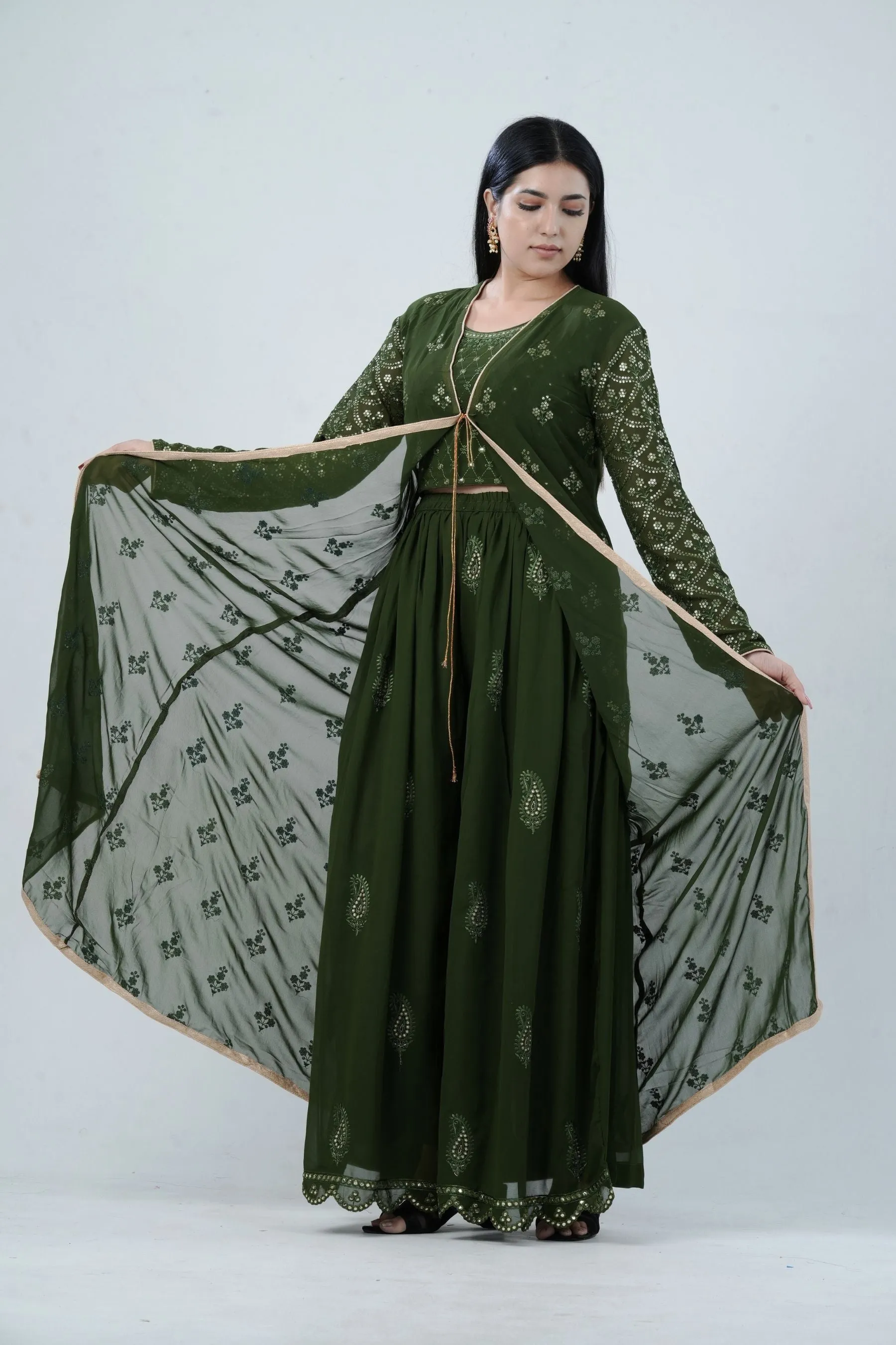 Effortlessly Chic Real Georgette Crop Top & Plazzo Set for Stylish Looks