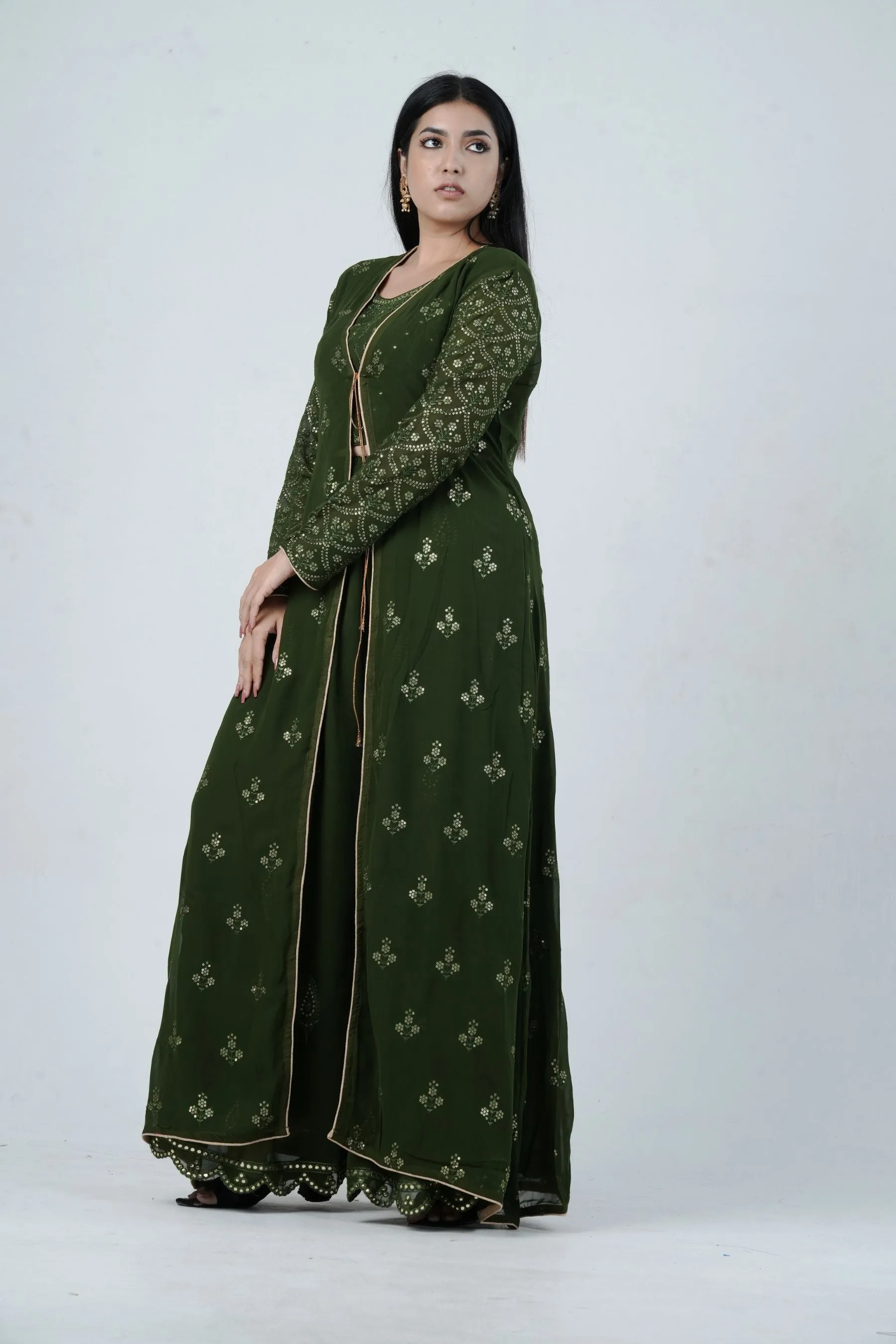 Effortlessly Chic Real Georgette Crop Top & Plazzo Set for Stylish Looks