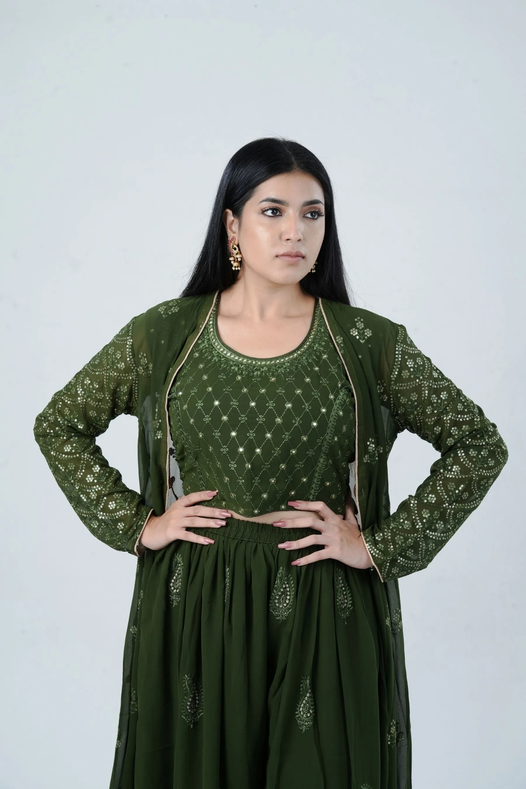 Effortlessly Chic Real Georgette Crop Top & Plazzo Set for Stylish Looks