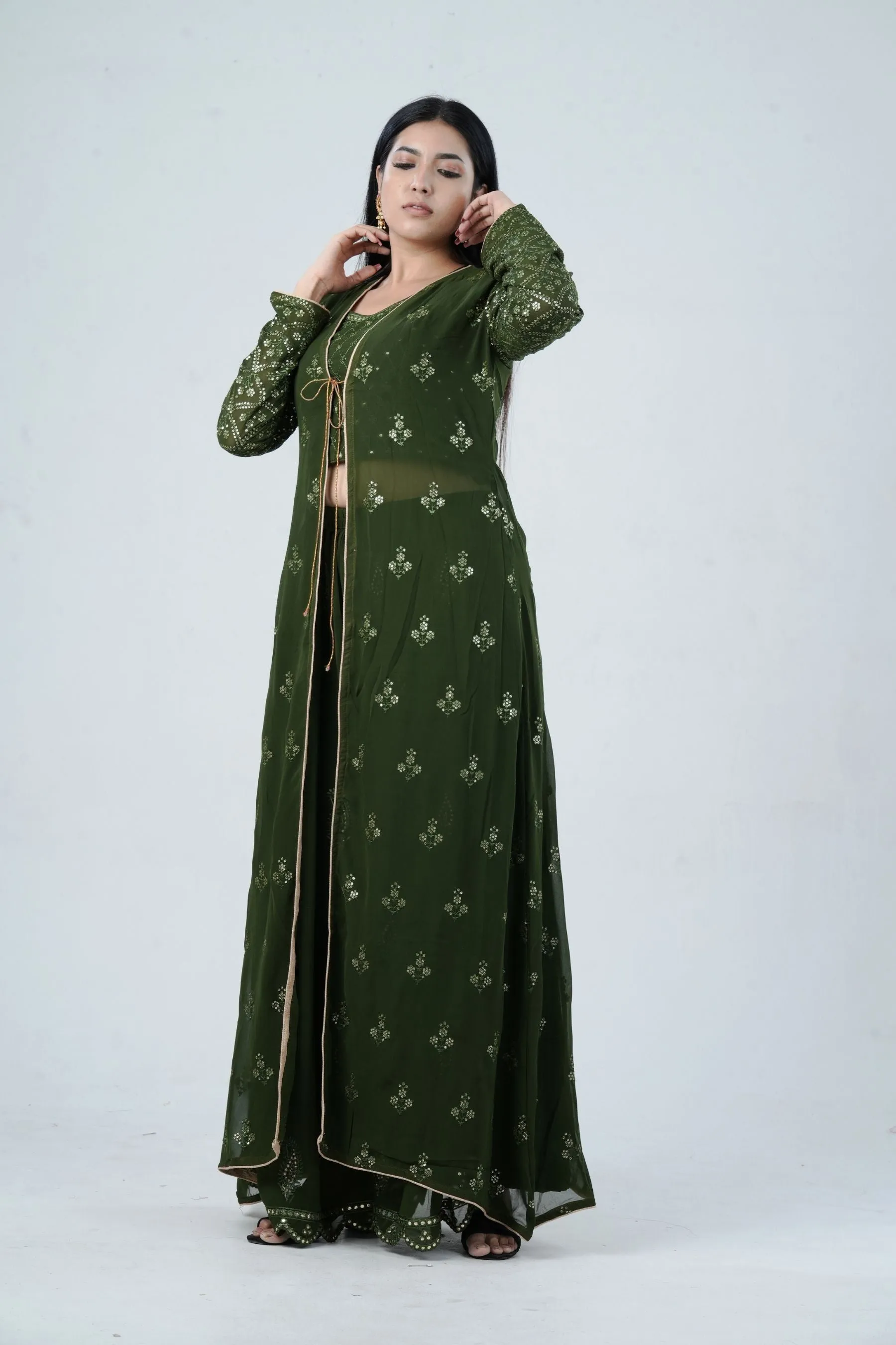 Effortlessly Chic Real Georgette Crop Top & Plazzo Set for Stylish Looks