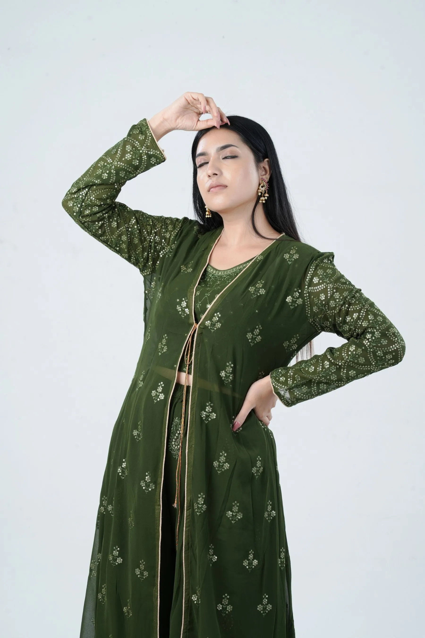 Effortlessly Chic Real Georgette Crop Top & Plazzo Set for Stylish Looks