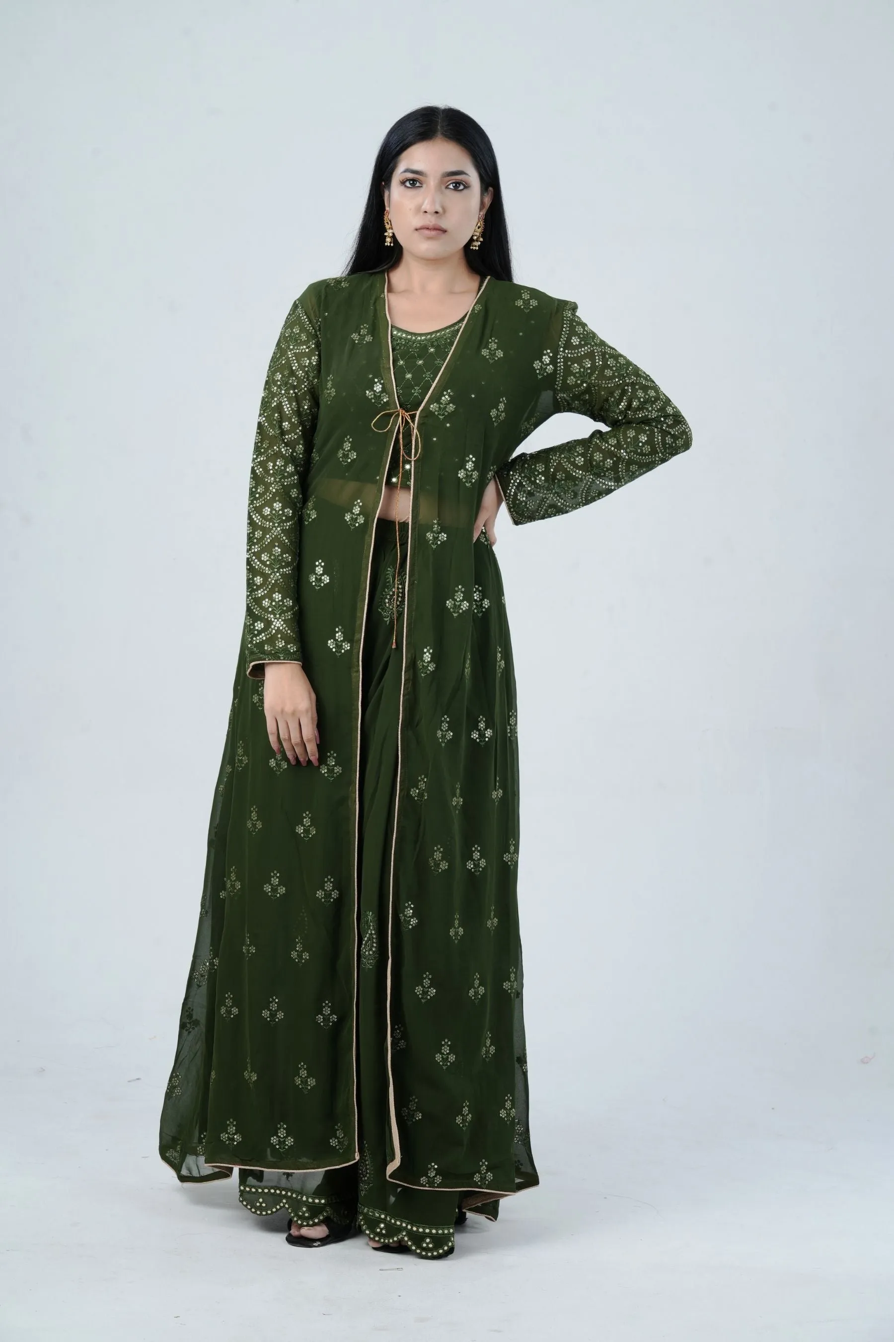 Effortlessly Chic Real Georgette Crop Top & Plazzo Set for Stylish Looks