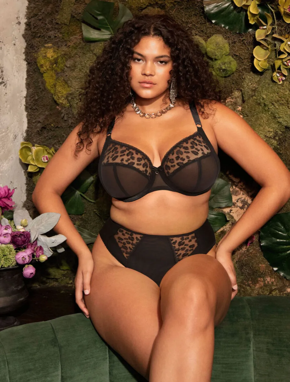 Elomi Namrah Bra Underwire Bandless Plunge Bra, Black Jet | Jet Black Elomi Plunge Bra | Elomi Bandless Plunge