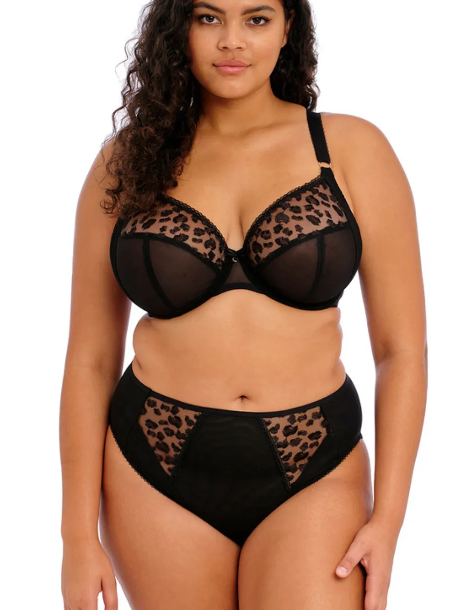 Elomi Namrah Bra Underwire Bandless Plunge Bra, Black Jet | Jet Black Elomi Plunge Bra | Elomi Bandless Plunge