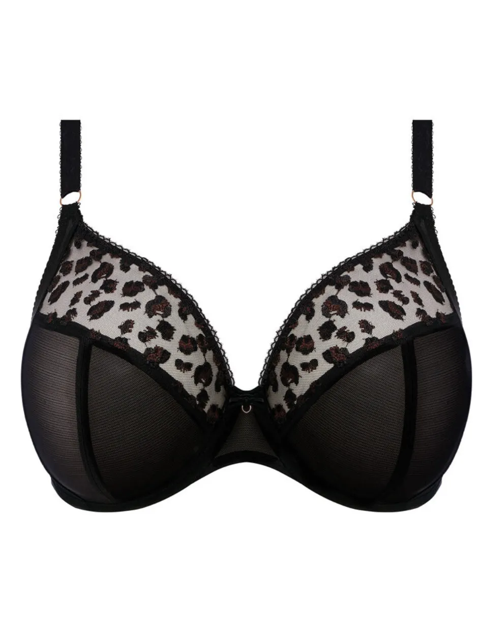 Elomi Namrah Bra Underwire Bandless Plunge Bra, Black Jet | Jet Black Elomi Plunge Bra | Elomi Bandless Plunge