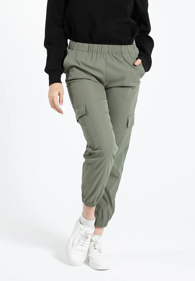 Forest Ladies Polyester Elastic Waisted Cargo Pants Women Casual Jogger Long Pants | Seluar Panjang Perempuan - 810494