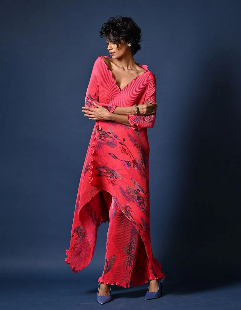 Fuschia Frangipani Printed Wrap