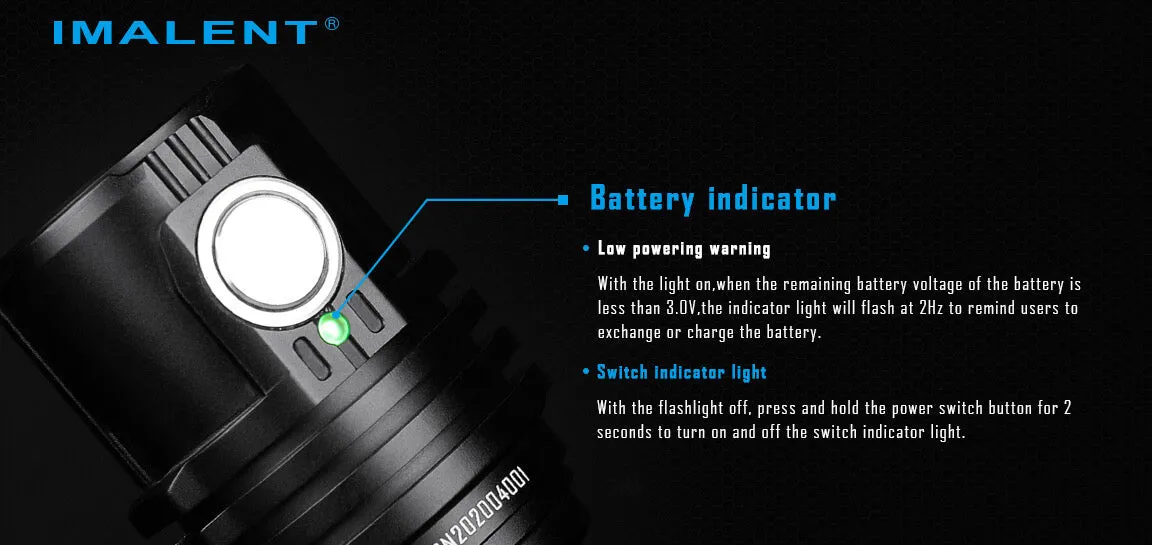 Imalent MS03W 13000 Lumen USB-C Rechargeable Flashlight  1* 21700 Battery - Warm White LED