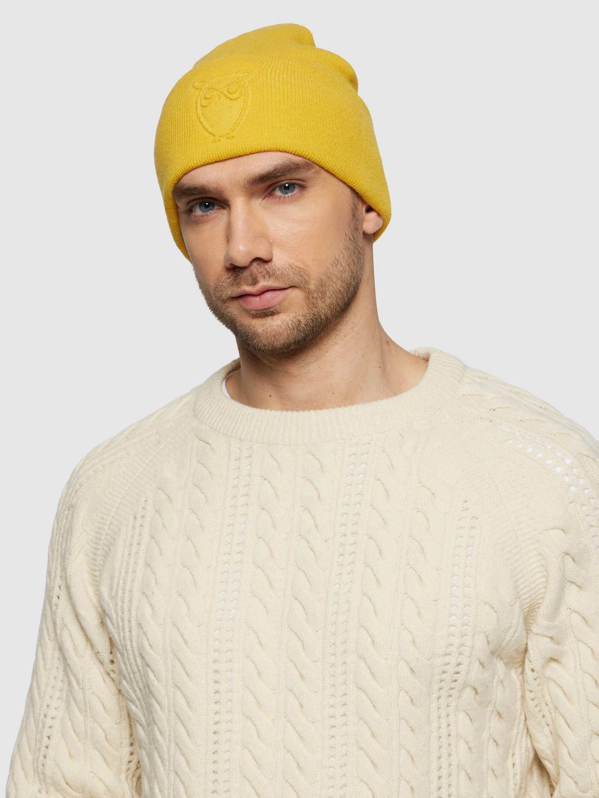 Lambswool Logo Embossed Beanie RWS - Calendula