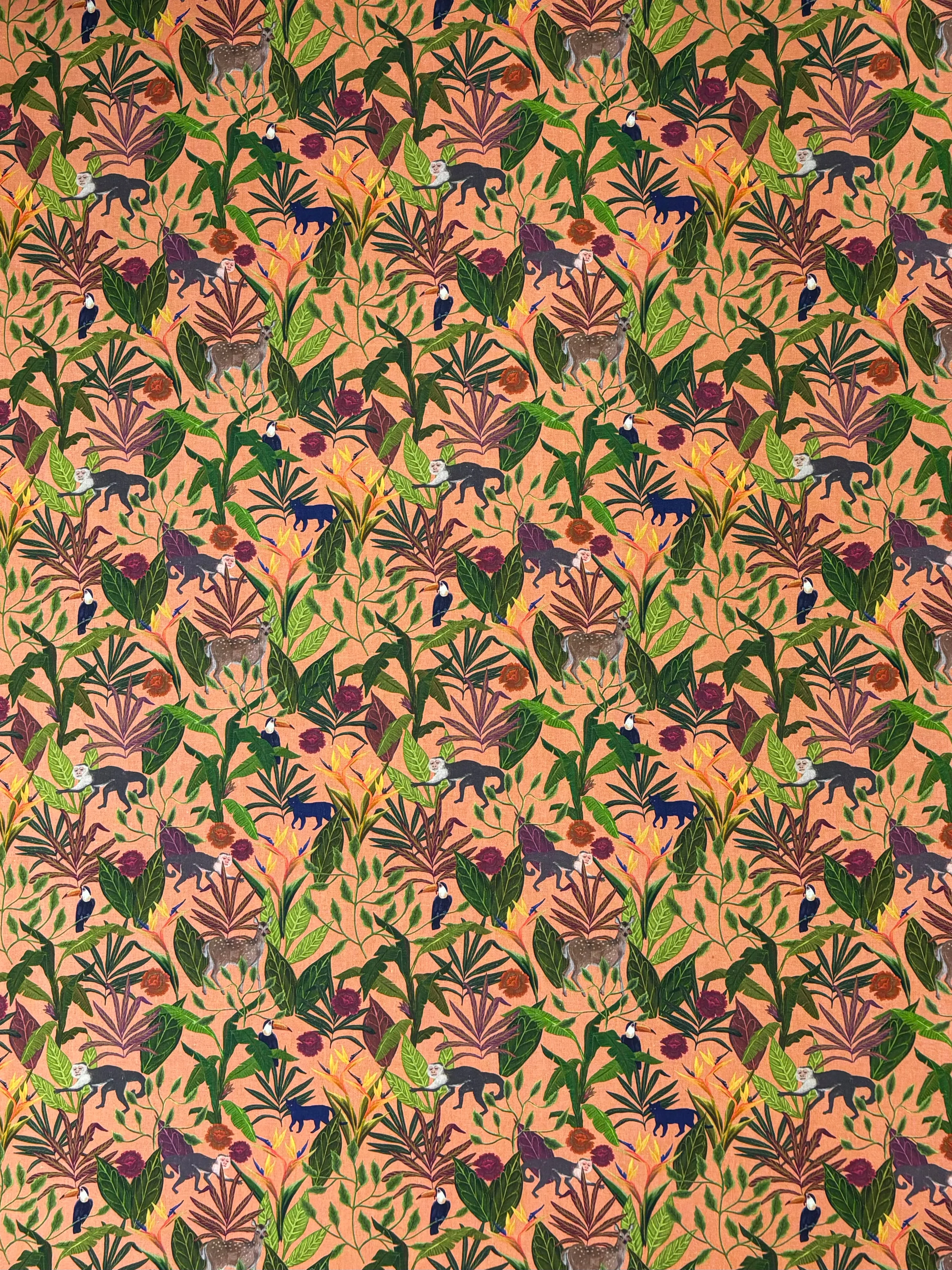 LI-8091W-A JUNGLE FANTASY PRINT LINEN COTTON BLEND. ITALY.