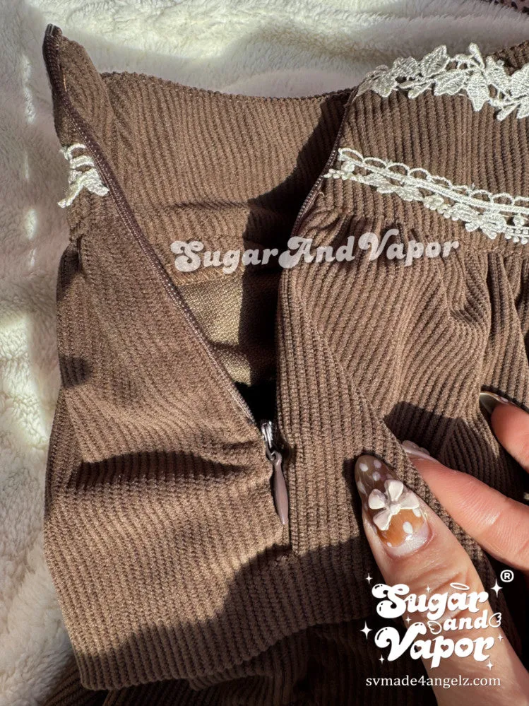 Mabel Hazelnut Petal Corduroy Mini Skirt