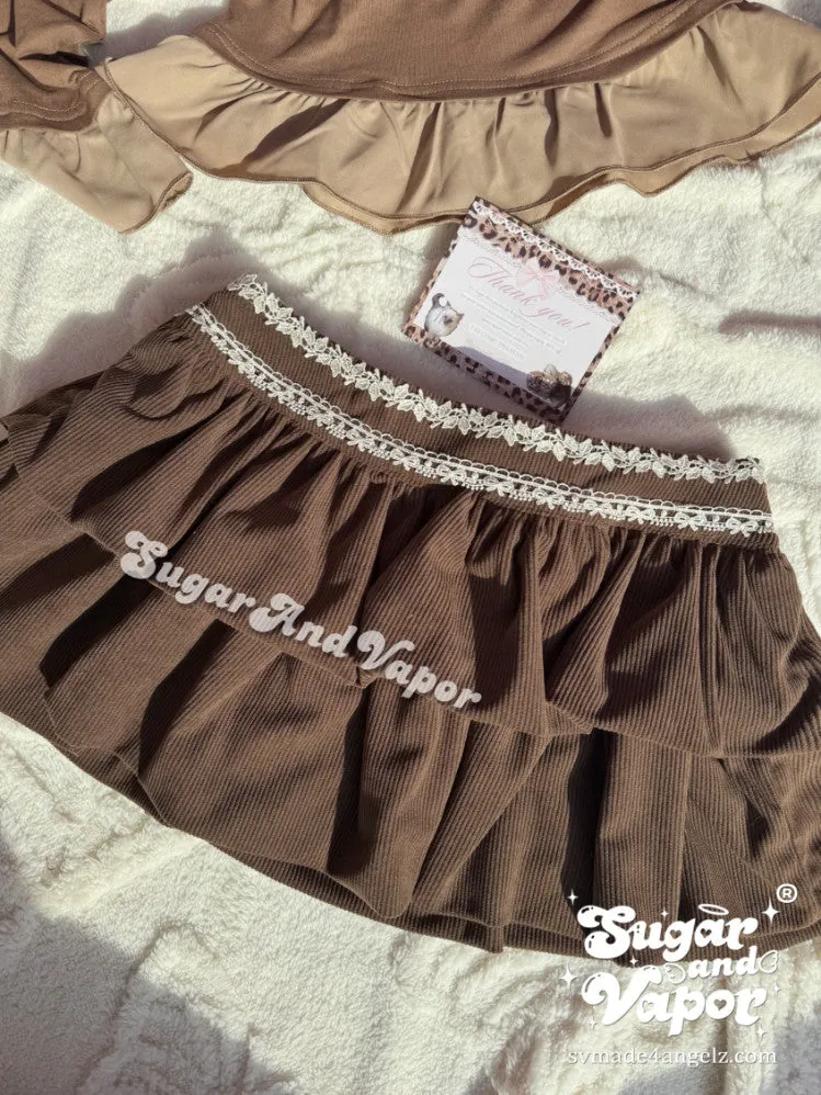 Mabel Hazelnut Petal Corduroy Mini Skirt