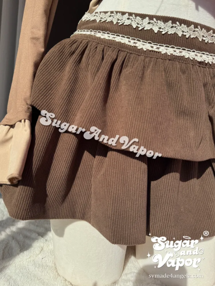 Mabel Hazelnut Petal Corduroy Mini Skirt