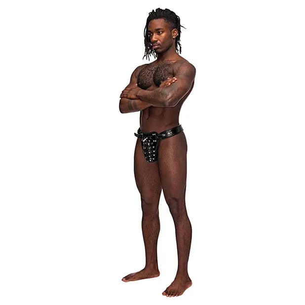 Male Power - Leather Taurus Adjustable Buckle Thong Underwear O/S (Black)
