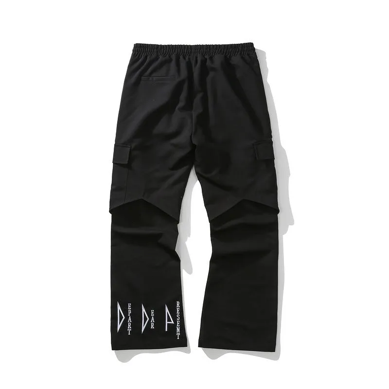 Man Fall Outfits Cargo Pants Embroidered Bootcut Pants Men's Loose Casual Pants High Street Stitching Overalls Trousers