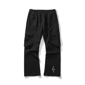 Man Fall Outfits Cargo Pants Embroidered Bootcut Pants Men's Loose Casual Pants High Street Stitching Overalls Trousers
