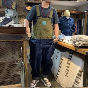 Man Fall Outfits Cargo Pants One-Piece Loose Strap Denim Trousers Color Matching Working Bib Top Pants Men and Women