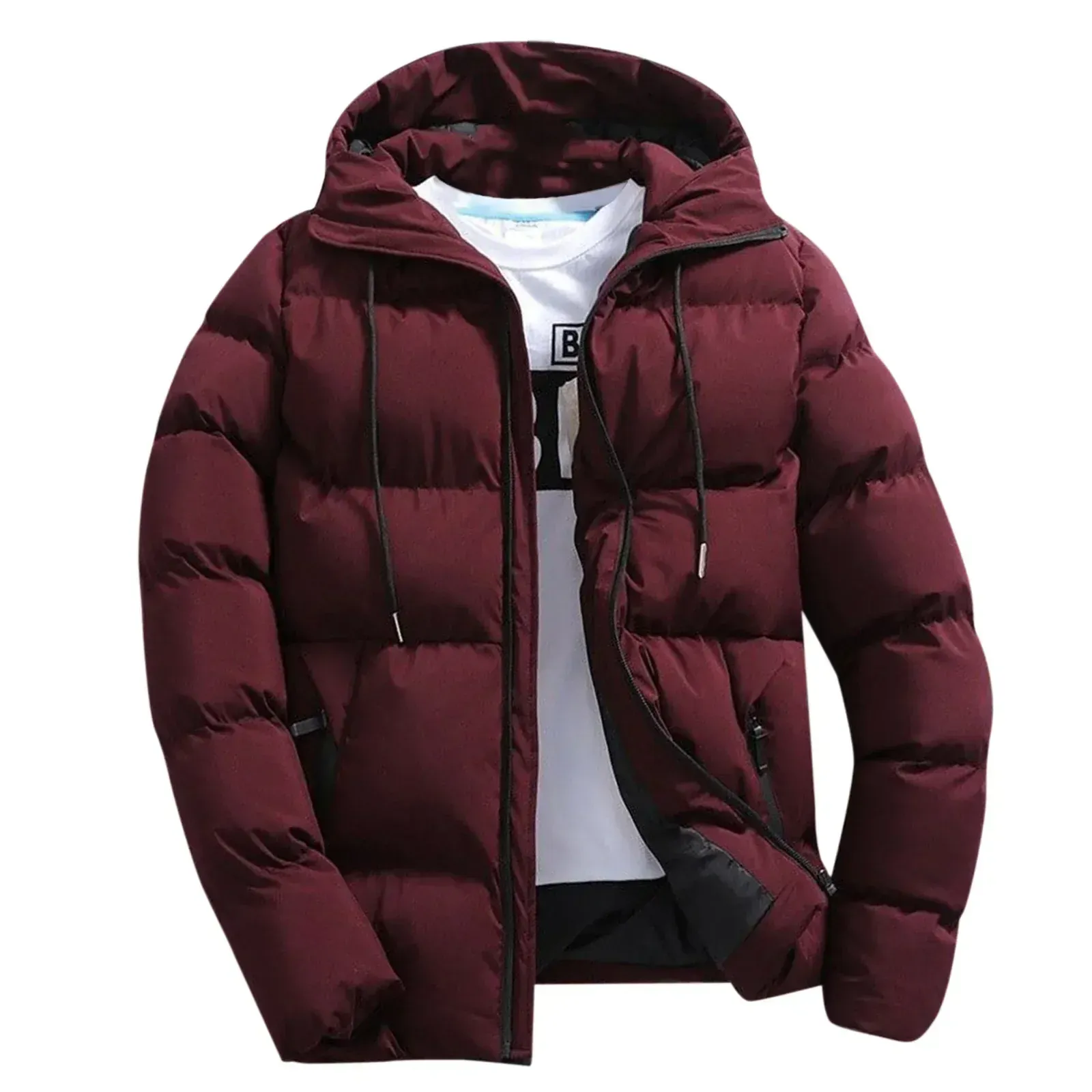 Men's Casual Puffer Jacket with Hood and Drawstring | Ideal for Autumn/Winter
