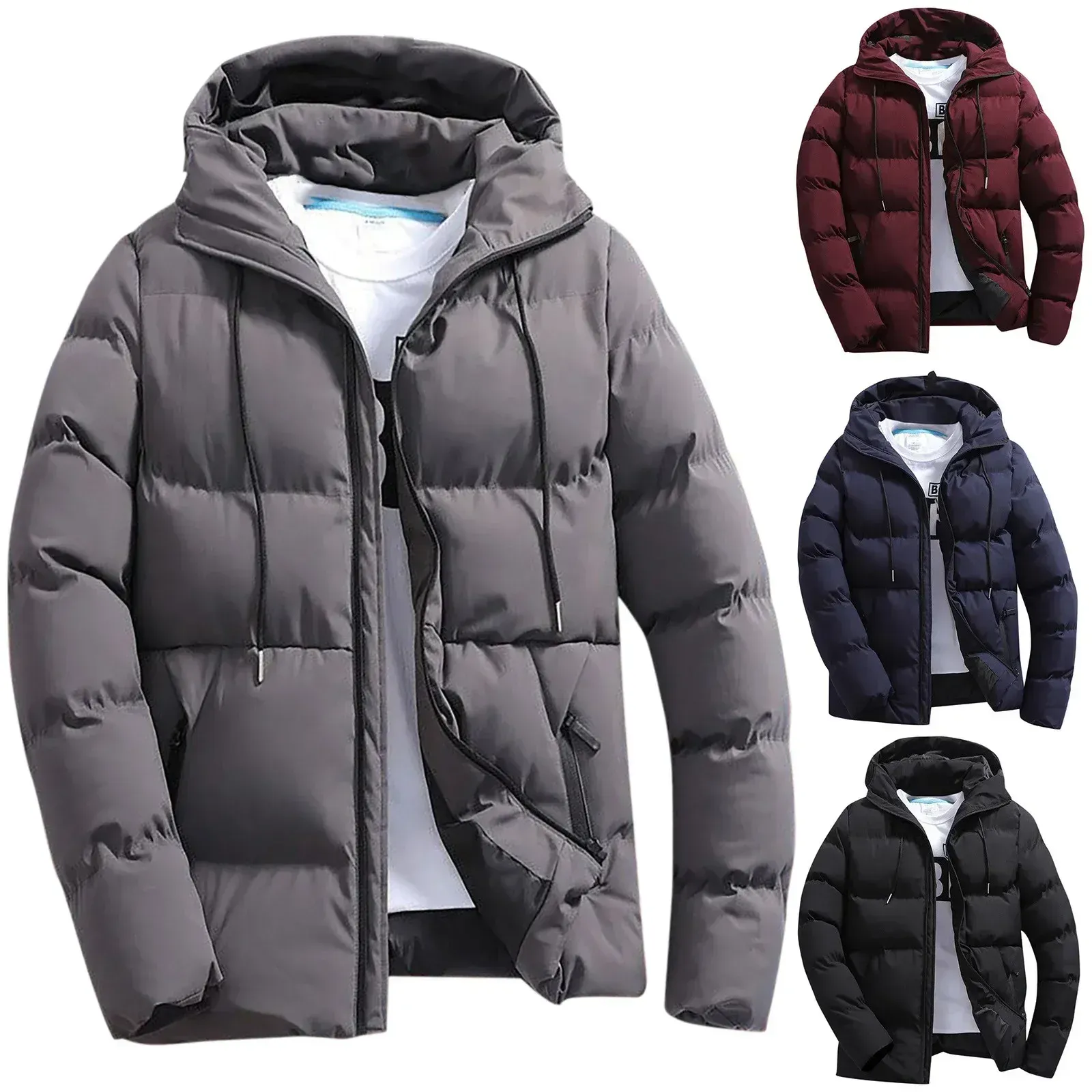 Men's Casual Puffer Jacket with Hood and Drawstring | Ideal for Autumn/Winter