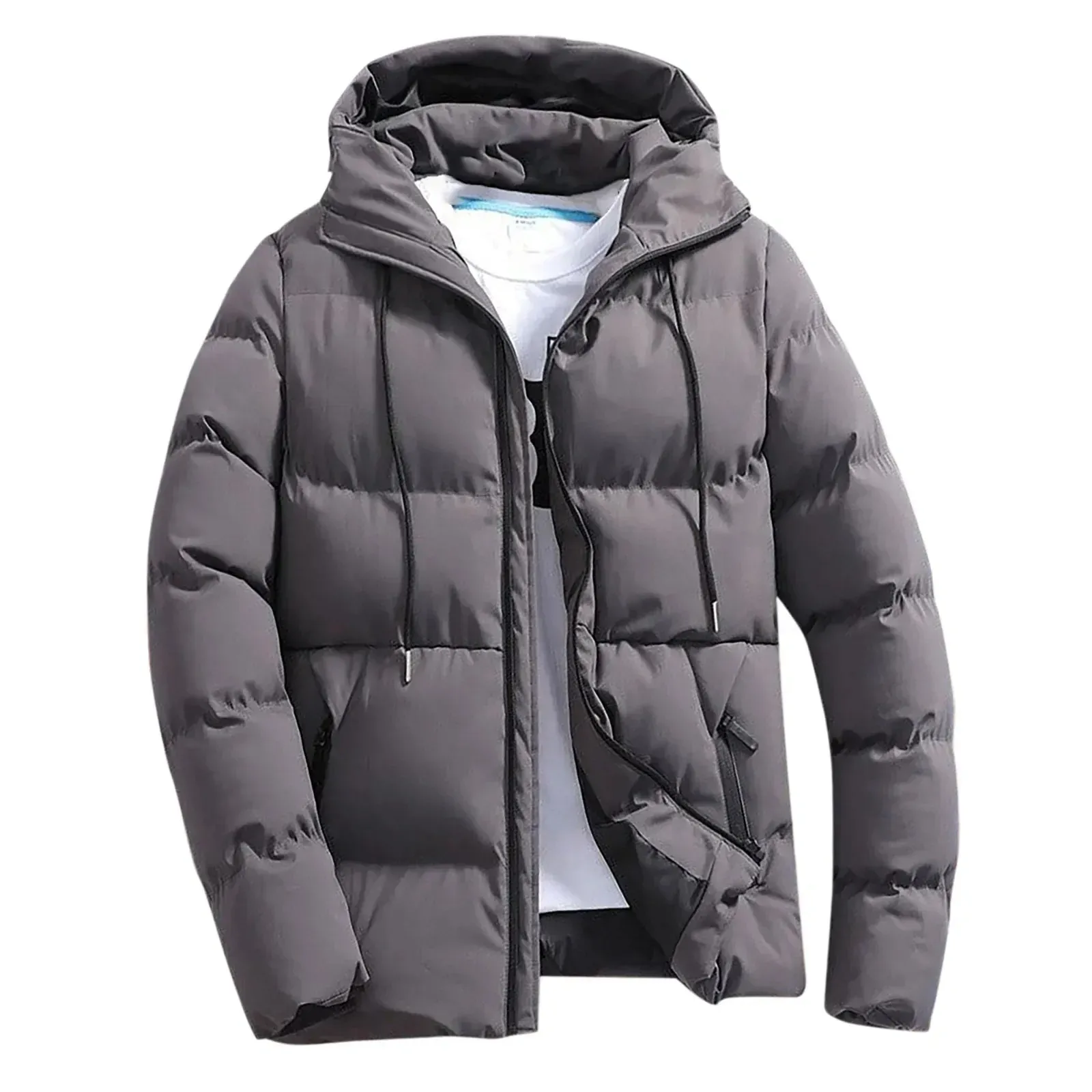 Men's Casual Puffer Jacket with Hood and Drawstring | Ideal for Autumn/Winter