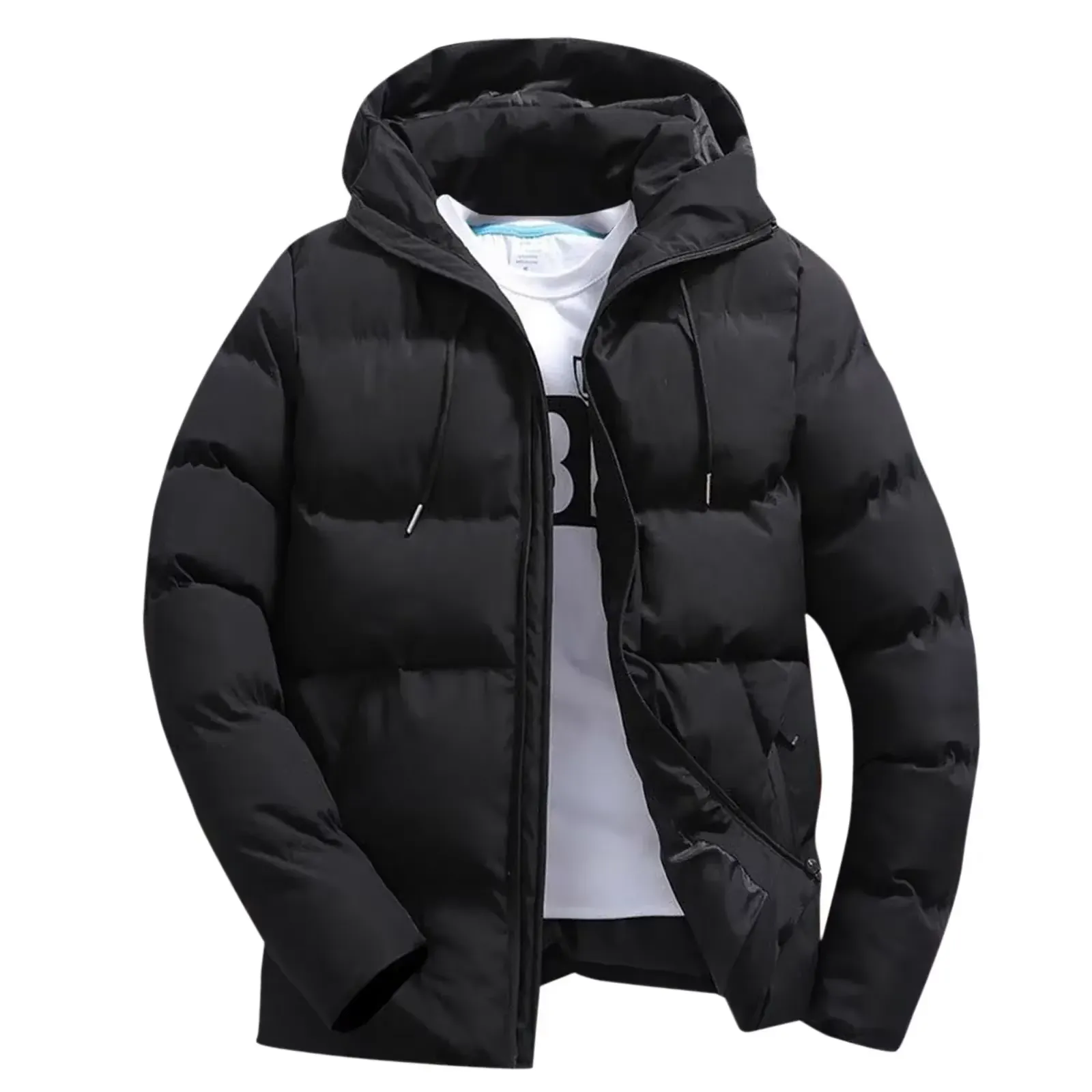 Men's Casual Puffer Jacket with Hood and Drawstring | Ideal for Autumn/Winter