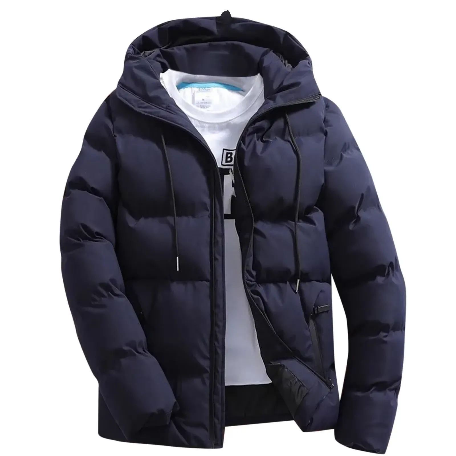 Men's Casual Puffer Jacket with Hood and Drawstring | Ideal for Autumn/Winter