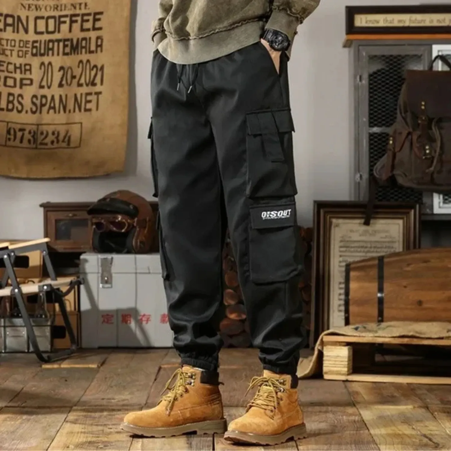 Men's Multi-Pocket Cargo Pants with Drawstring Waist | Perfect for All-Seasons Wear