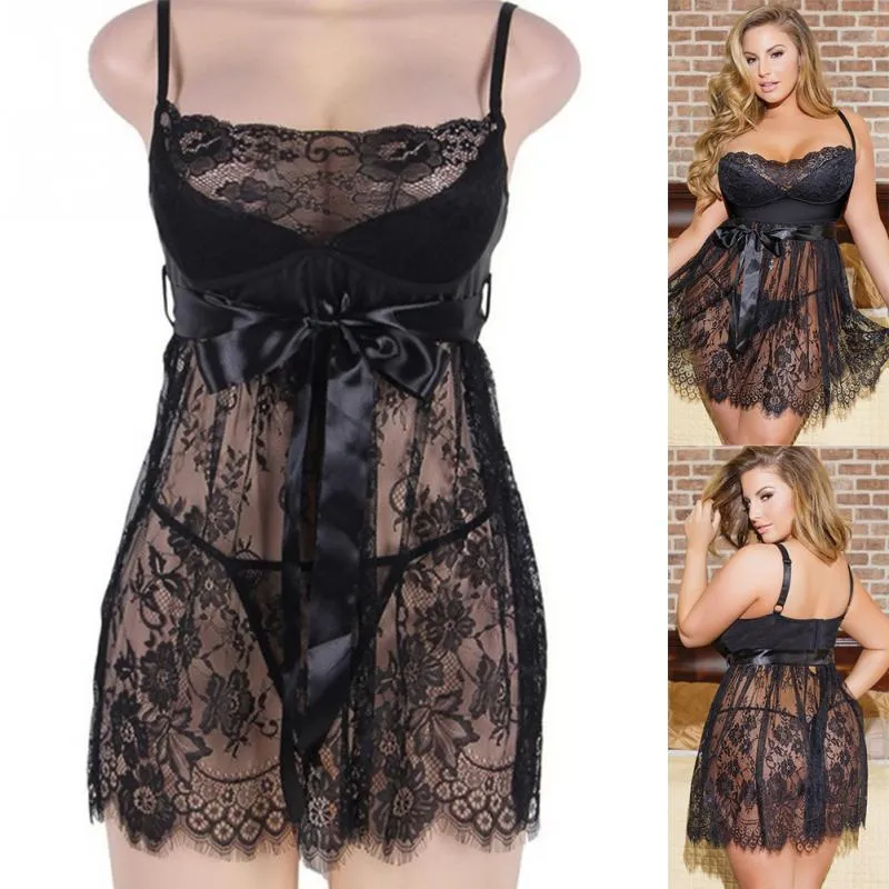 Plus Size  Lace Hollow-out Sleepwear