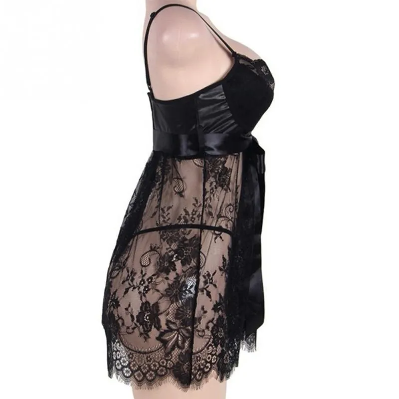 Plus Size  Lace Hollow-out Sleepwear
