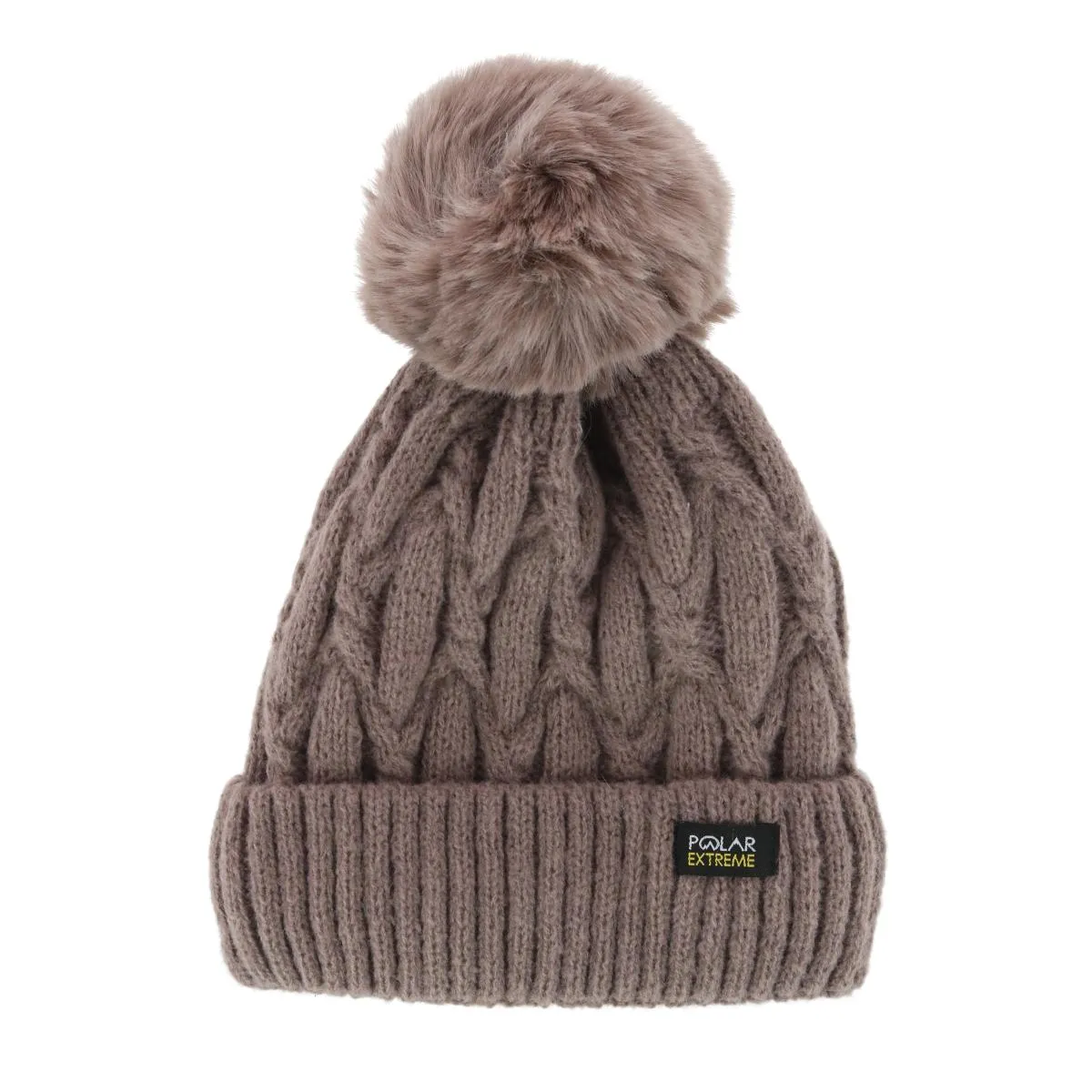 Polar Extreme Girl's Insulated Thermal Cable Knit Winter Cuff Beanie with Pom