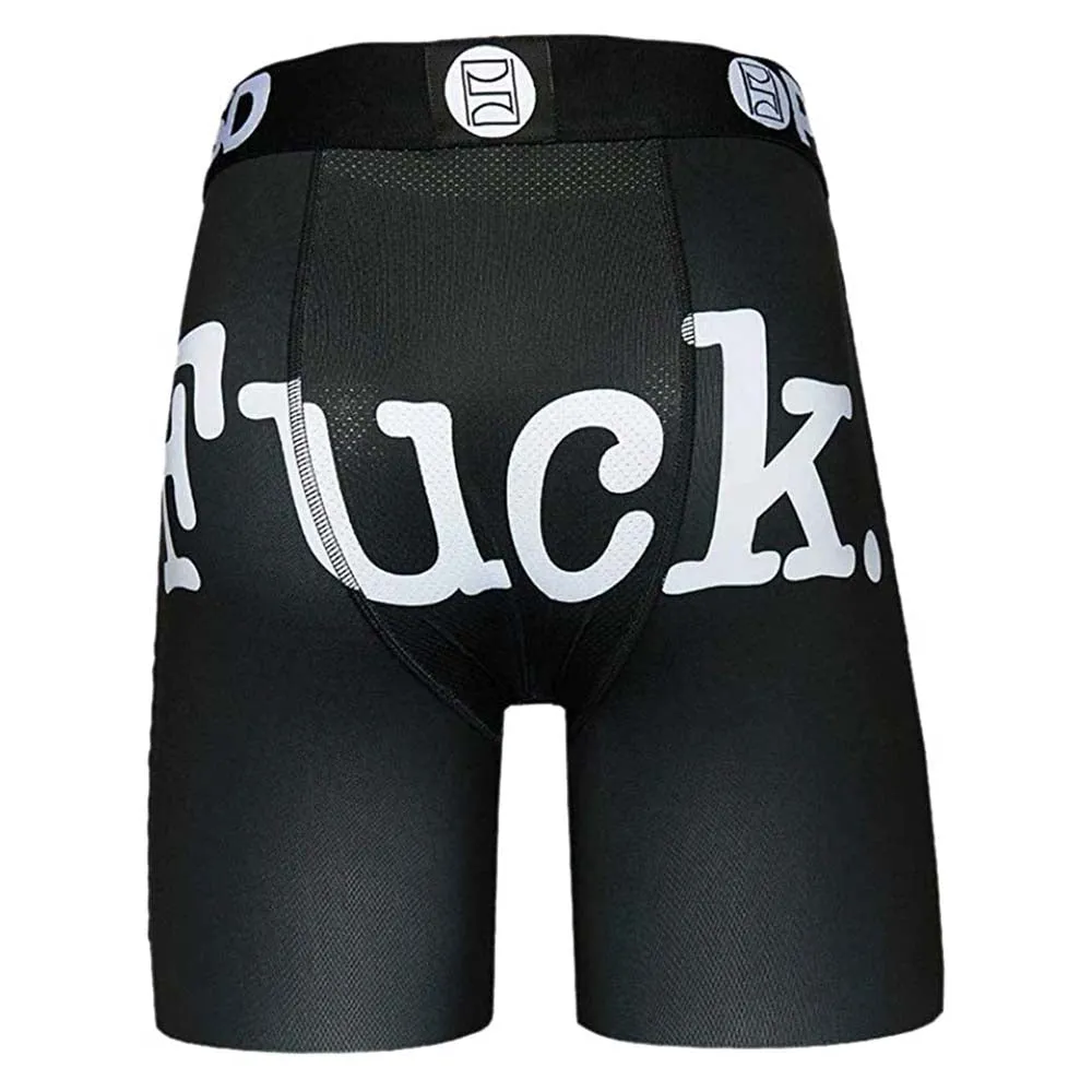 PSD Men's Black Stretch Elastic Wide Band Boxer Brief Underwear - 32011019-BLK-L
