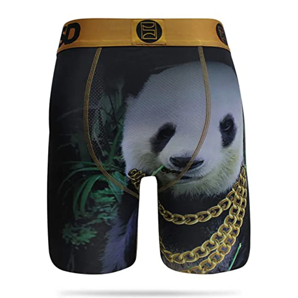 PSD Men's Stretch Long-Length Boxer Brief Panda Gold Chain Underwear - E31911030-GLD-XL
