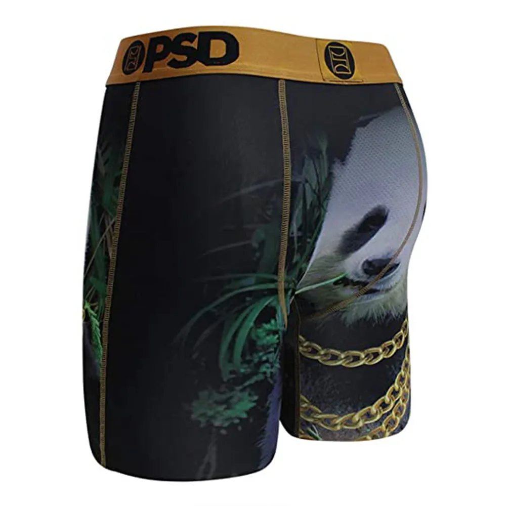 PSD Men's Stretch Long-Length Boxer Brief Panda Gold Chain Underwear - E31911030-GLD-XL