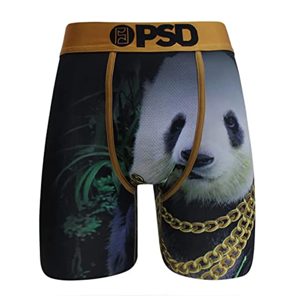 PSD Men's Stretch Long-Length Boxer Brief Panda Gold Chain Underwear - E31911030-GLD-XL