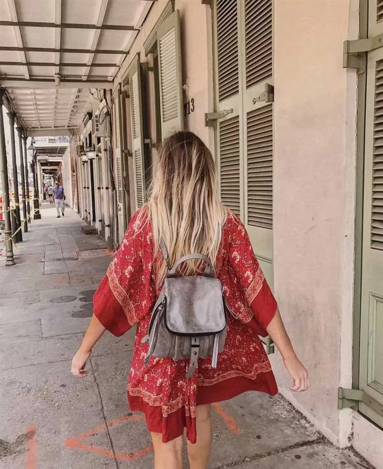 Red Bohemian Floral Tunic Dress