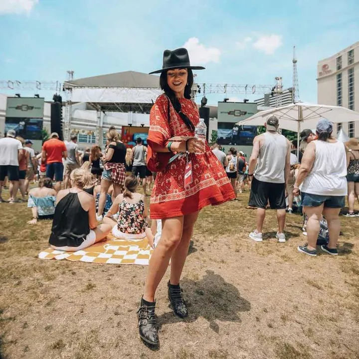 Red Bohemian Floral Tunic Dress