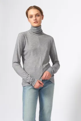 Seamed Fitted Turtleneck - Grey