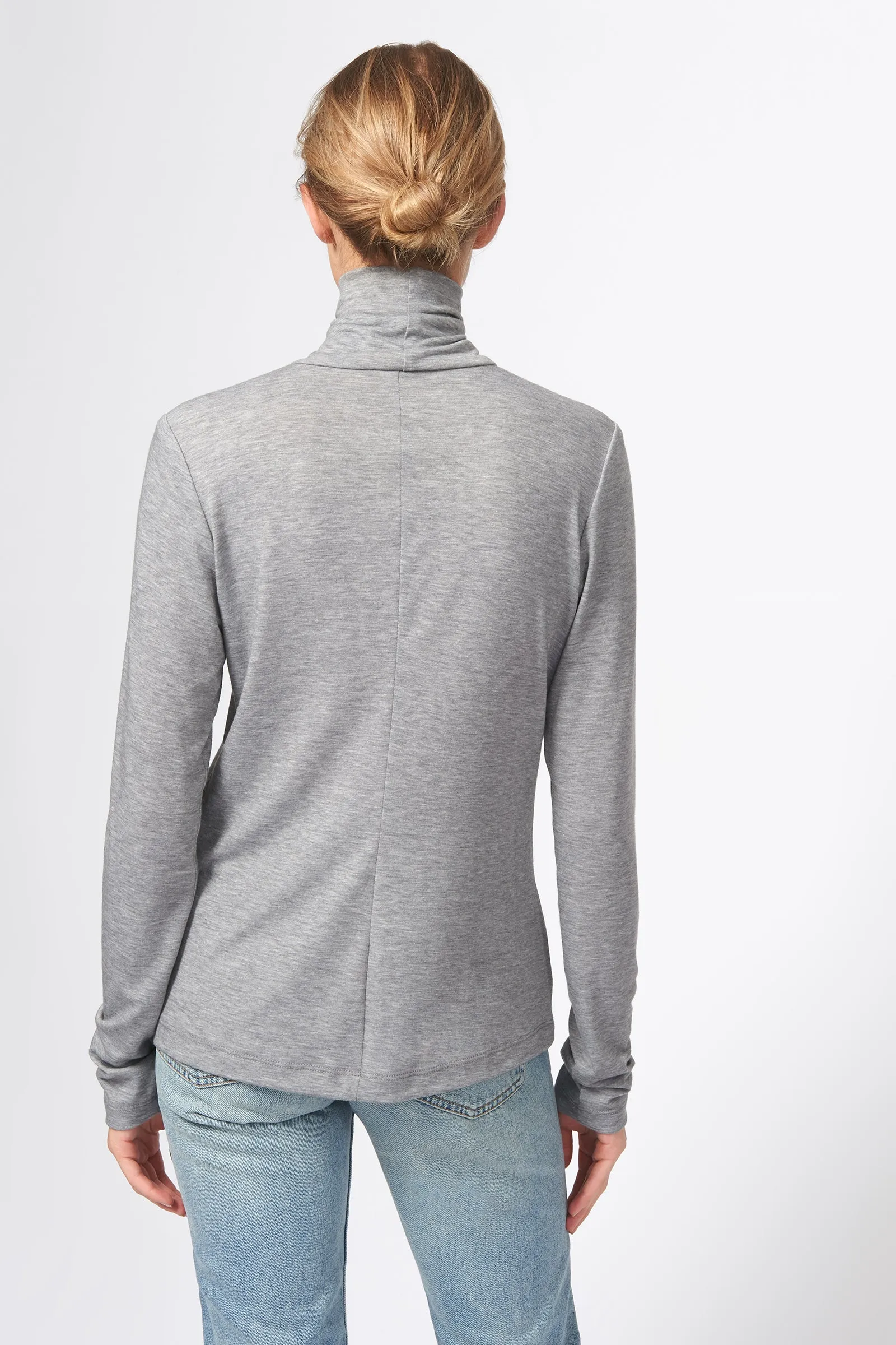 Seamed Fitted Turtleneck - Grey