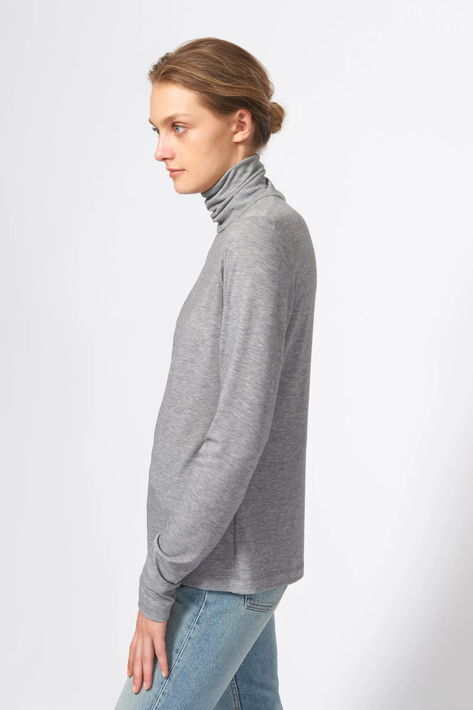 Seamed Fitted Turtleneck - Grey