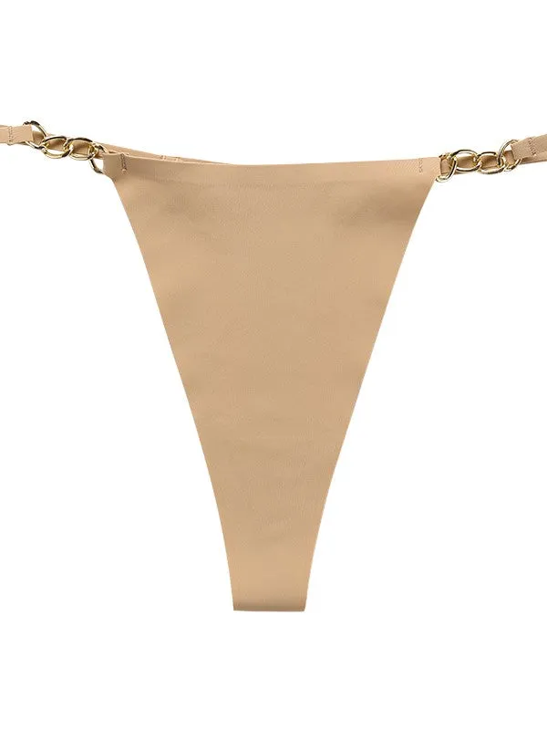 Sexy Non-marking One-Piece Metal Ring Cotton Crotch Breathable Panties