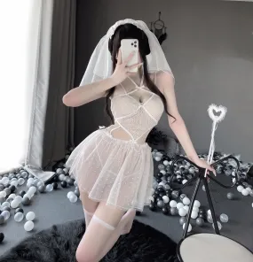 T-2548 Mesh sheer hot little chest love bride role-playing