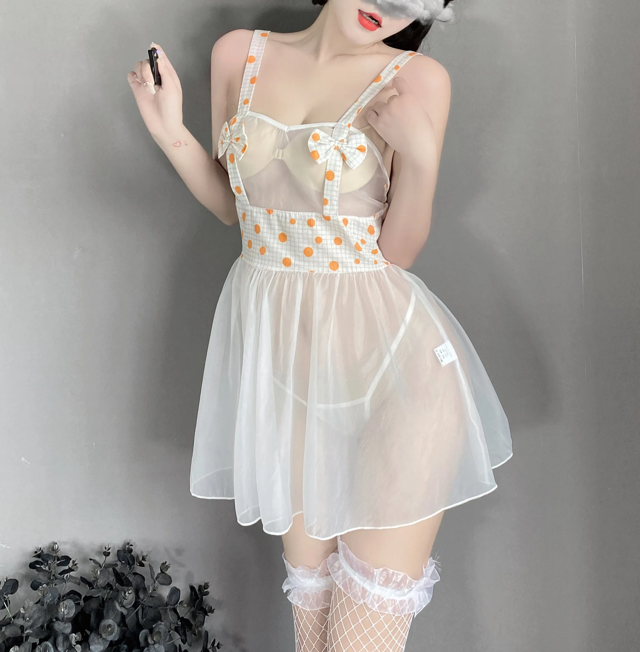 T-2603  Sheer open crotch dress erotic lingerie nightdress