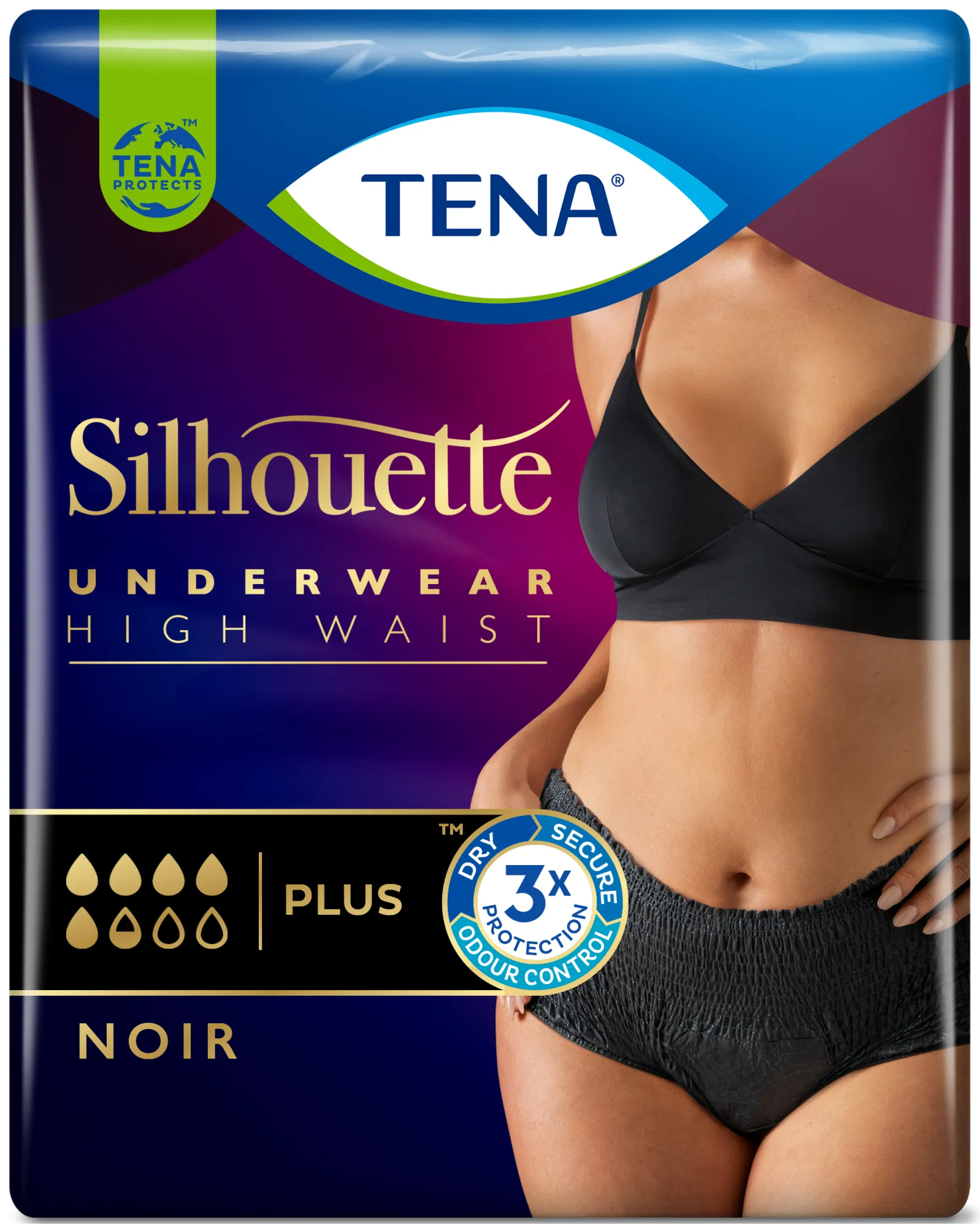 TENA Silhouette Pants - Plus - High Waist - Black - Large - Pack of 8