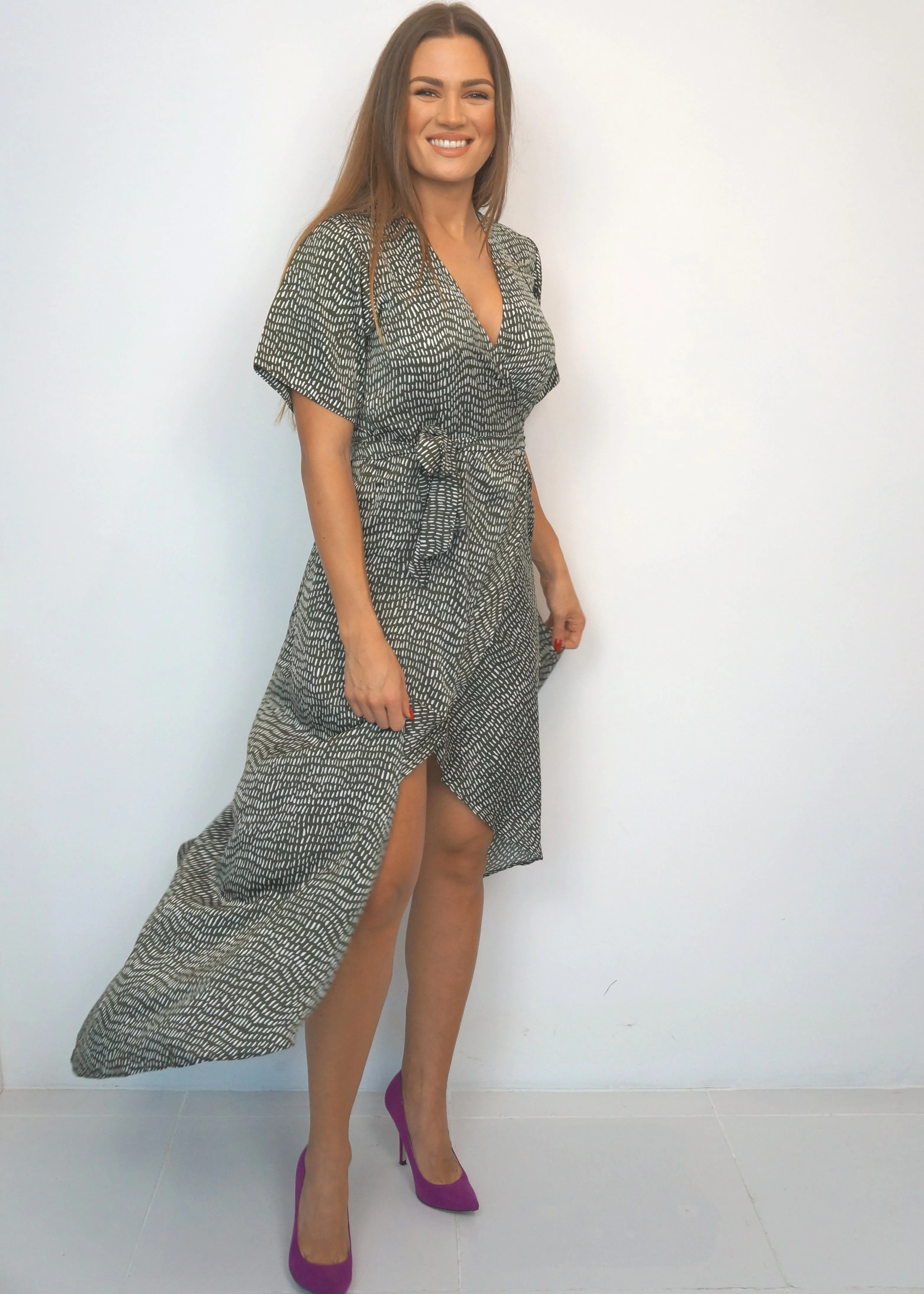 The Maxi Wrap Dress - Olive Martinis