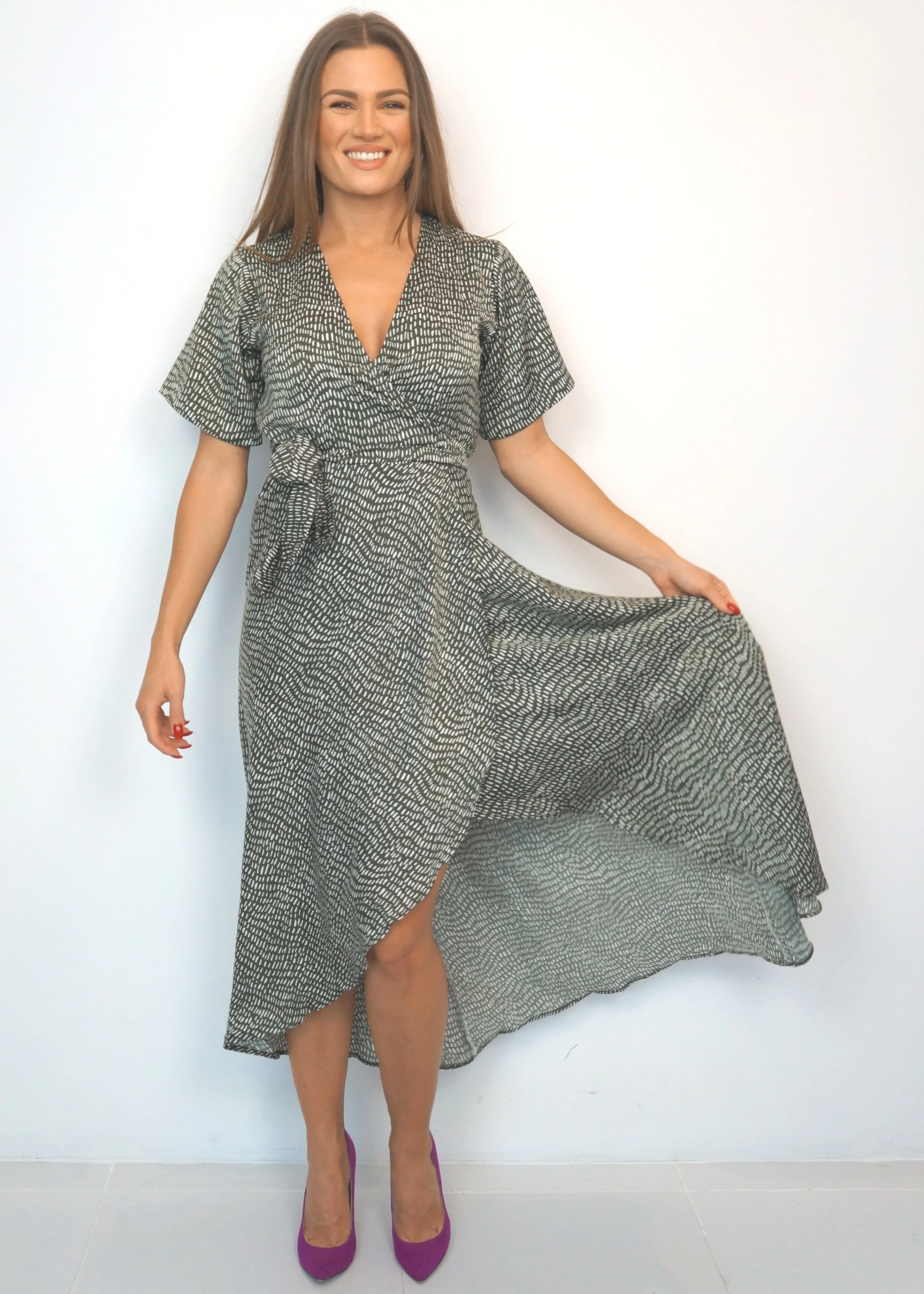 The Maxi Wrap Dress - Olive Martinis